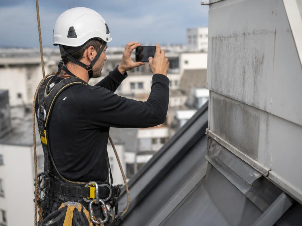 Registro fotográfico e conferência do serviço em altura executado